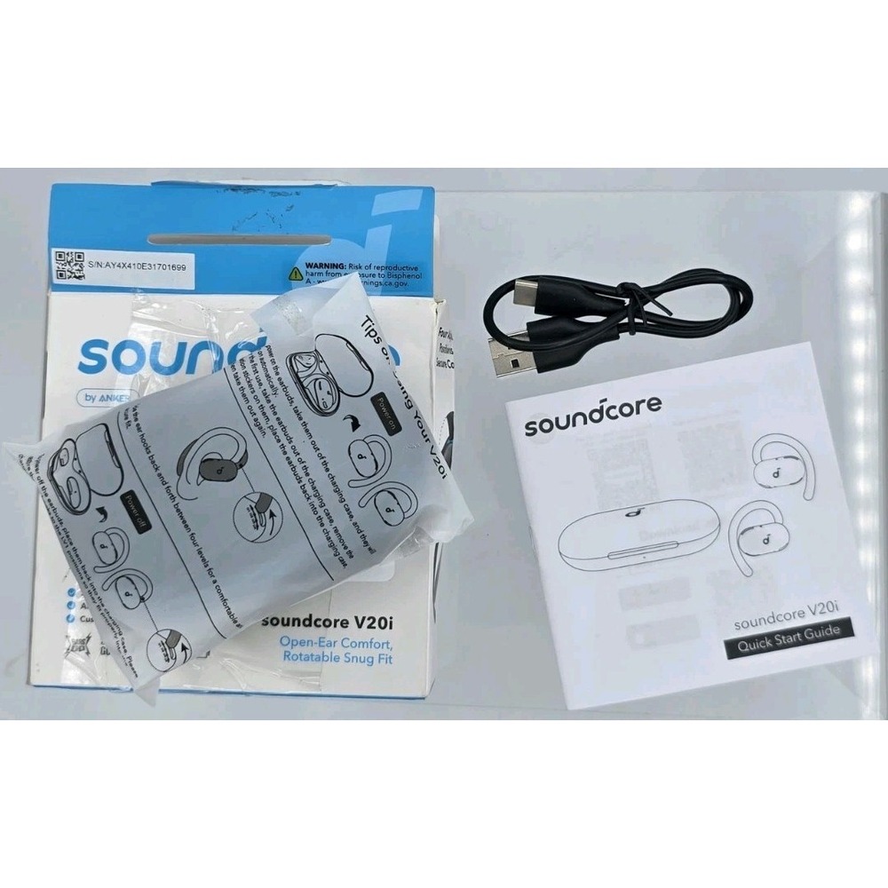 Soundcore V20i Open-Ear Headphones Comfort Ear Hook Earbuds Deep Bass - Used A+